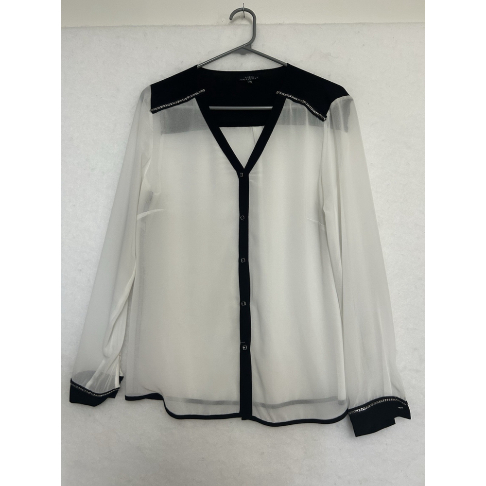 Vex Collection Sheer Blouse Chain Detail Classic Sleek Statement Quiet Luxury 40